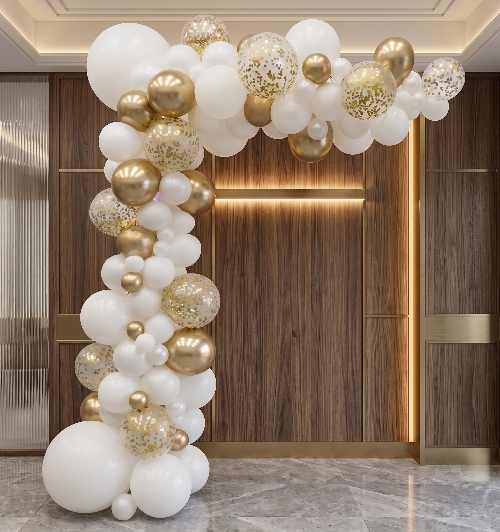 Balloons Vancouver [8x6FT] Slim Organic Confetti Gold Glam Garland Arch