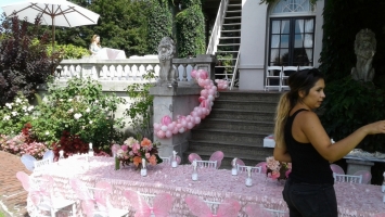 Wedding Balloons Setup on Stairs