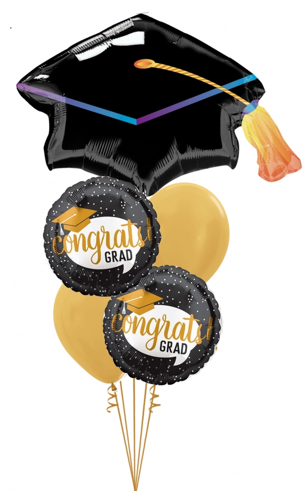 20 Smiley Face Mortar Board Hat Graduation Helium Air Balloons