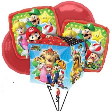 Mario Bros Bouquet 3 balloons vancouver JC Balloon Studio