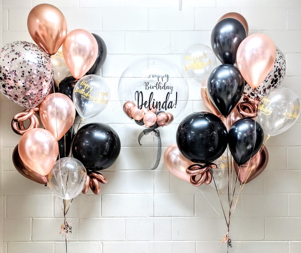 Yes It's Elegant Rose Gold & Black Balloon Set